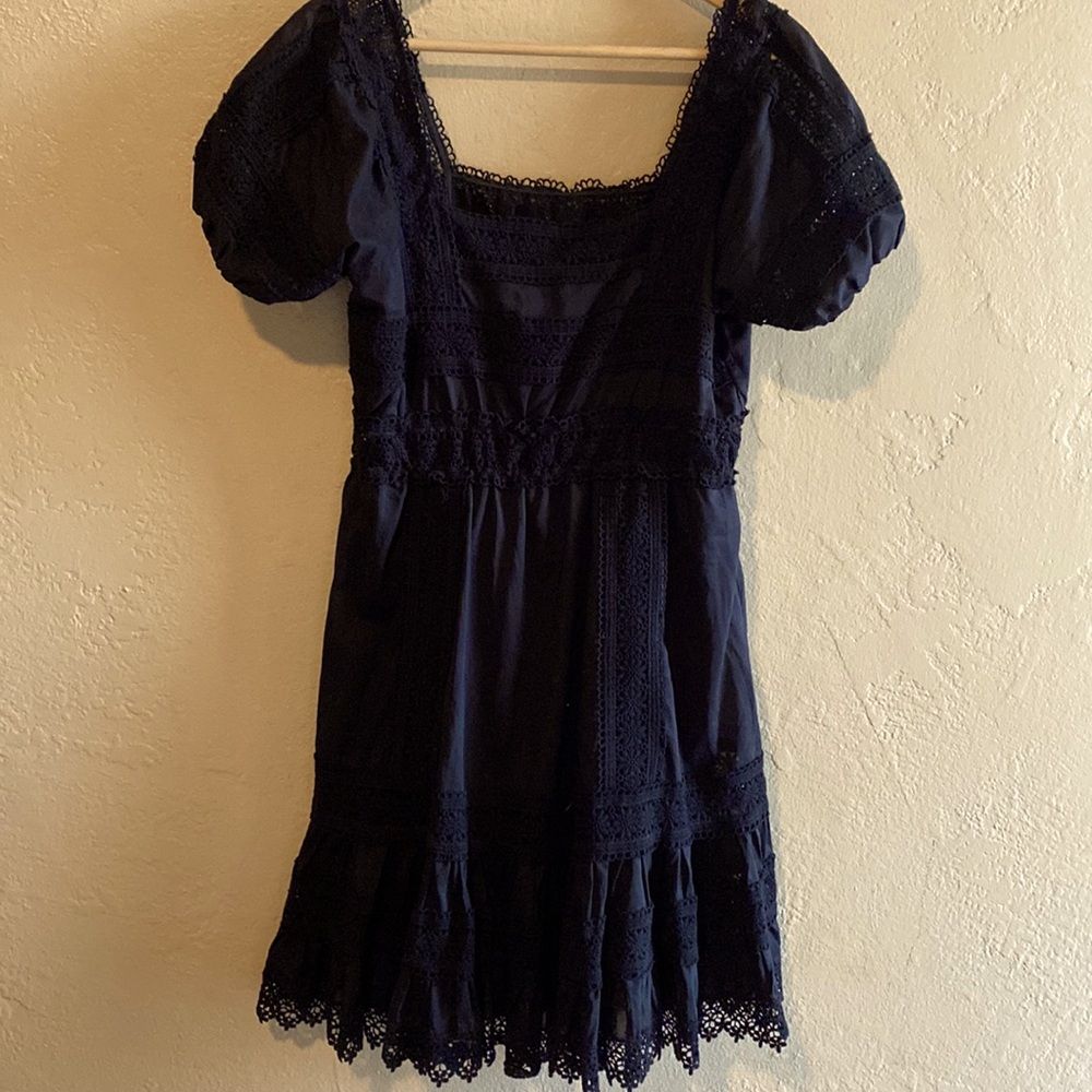 Victoria’s Secret Black Lace Crochet Ruching Babydoll Dress size 10